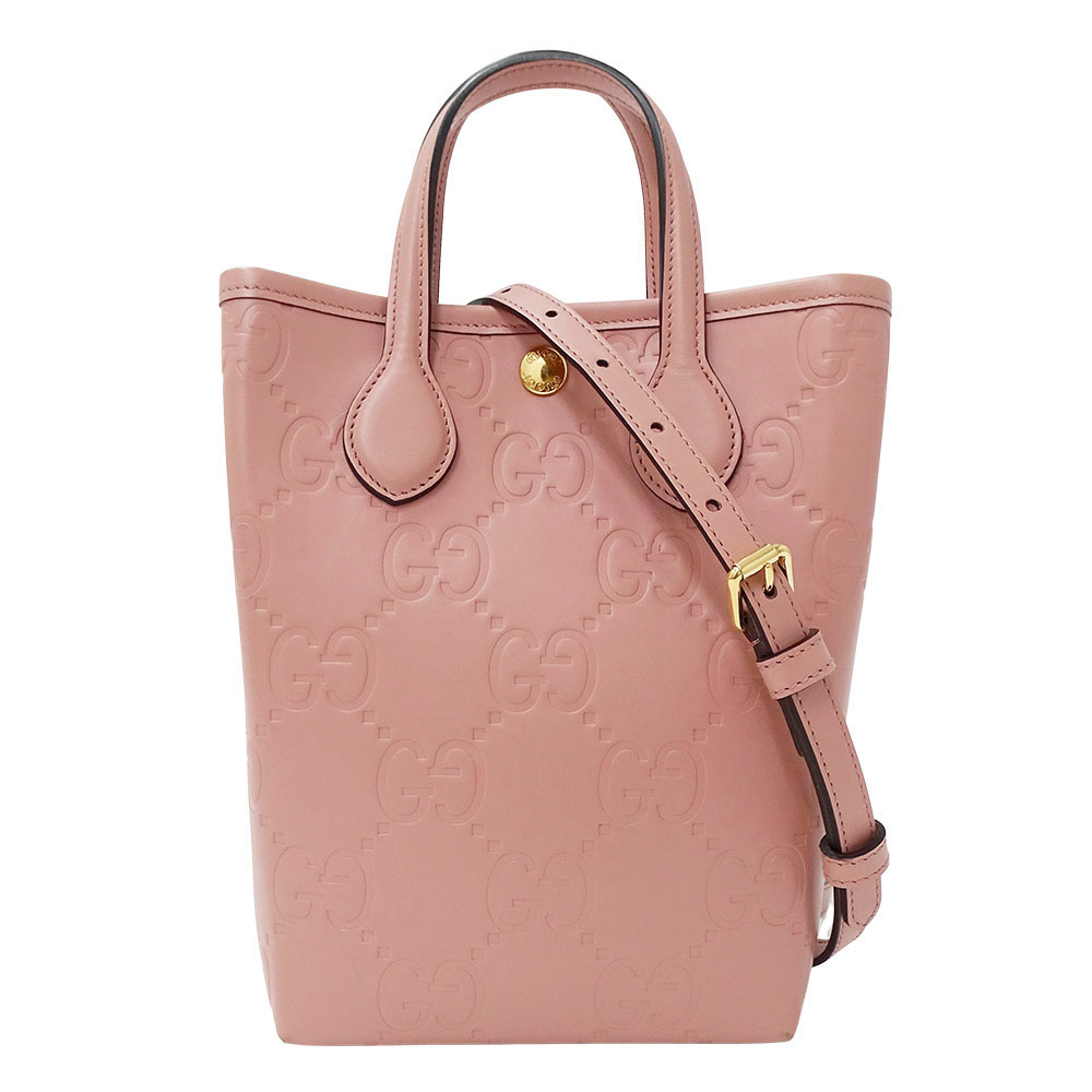 グッチ GUCCI バッグ レディース ブランド ハンドバッグ ショルダーバッグ 2way シマレザー スーパーミニバッグ ピンク 790133 手持ち 斜めがけ おしゃれ 小さめ 可愛い ロゴ 【中古】｜ブランドベイ