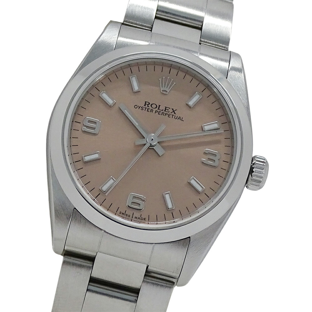 【全品5％OFFクーポン券別れ別れ中!】ロレックス ROLEX オイスターパーペチュアル 77080 A番 時辰儀 ボーイズ ブランド名 自動小銃一巻き AT ステンレス鋼 SS しろがね色 サクラ色 磨き済み 【中古】