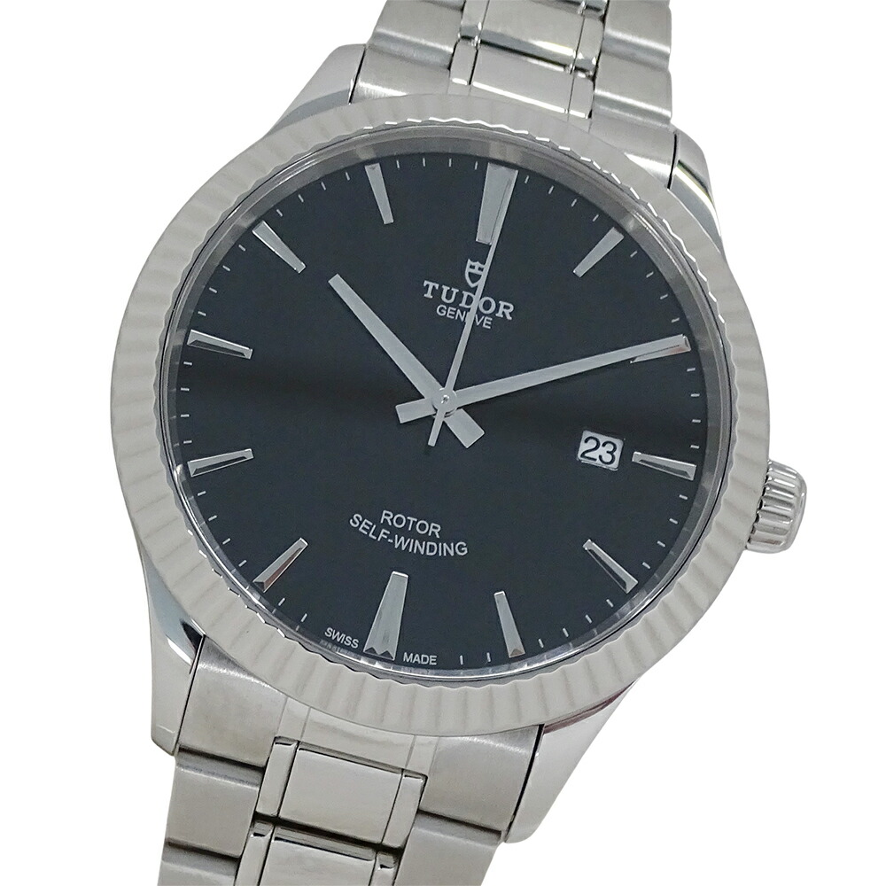 【全品5％OFF引き換え証離れ離れ中!】チューダー チュードル TUDOR 表現スタイル 12710 時辰儀 メンズ ブランド名 デイト 自動小銃一巻き AT ステンレス鋼 SS しろがね色 黒いこと 磨き済み 【中古】