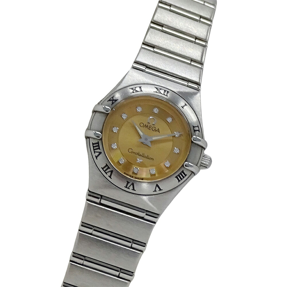 【全品5％OFF引き換え証散り散り中!】ゼロ OMEGA 1564.65 コンステレーション シンディクロフォード 時辰儀 レディース ブランド名 12P 金剛石 石英 QZ ステンレス鋼 SS しろがね色 オレンジ色 磨き済み 【中古】