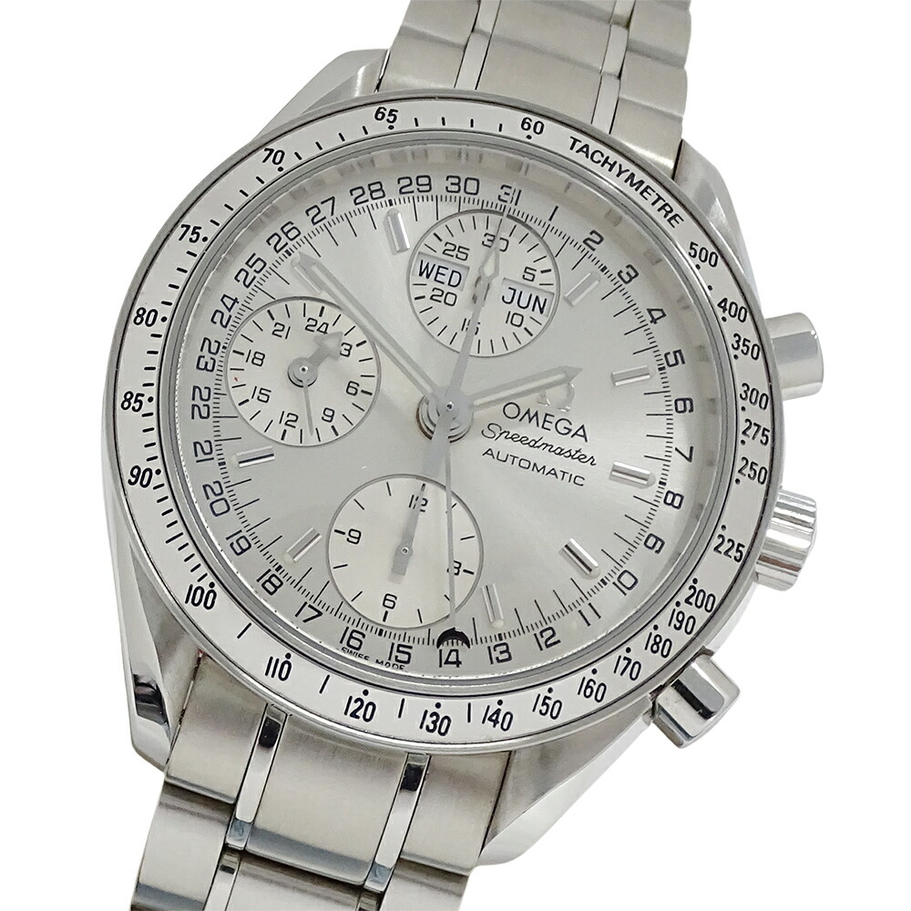 【全品5％OFF引き換え証離れ離れ中!】ゼロ OMEGA す早さ御師匠さん 3523.30 時辰儀 メンズ ブランド名 トリプル暦 自動小銃一巻き AT ステンレス鋼 SS しろがね色【中古】