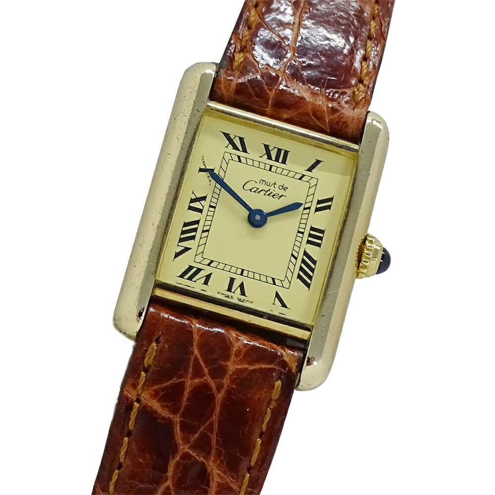 【全品5％OFF引き換え証散り散り中!】カルティエ Cartier 時辰儀 レディース ブランド名 帆檣貯蔵タンク SM ヴェルメイユ 石英 QZ 925 なめし革 W1003153 真四角【中古】