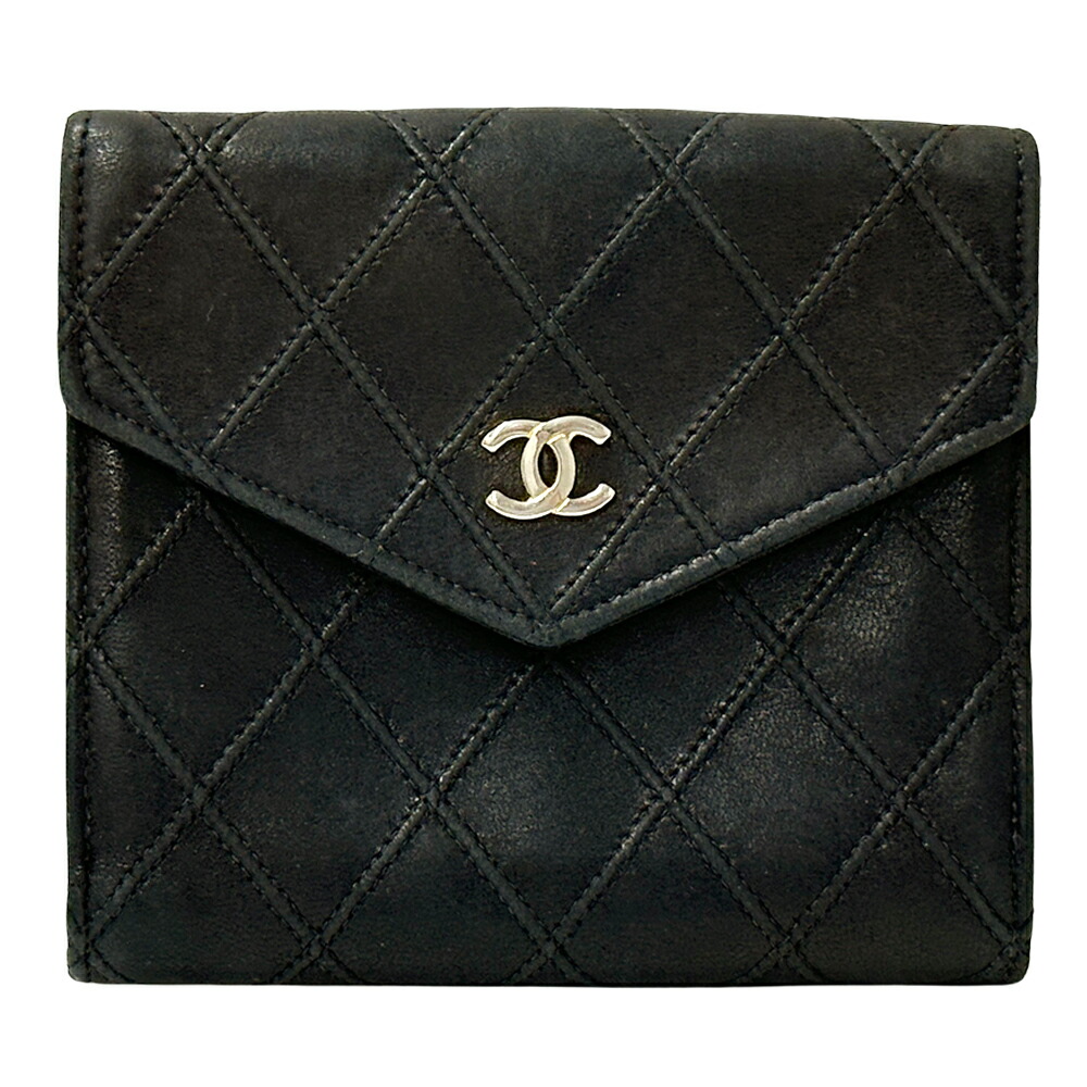 【全品5％OFF引き換え証散り散り中!】シャネル CHANEL 金入れ ビコローレ レディース ブランド名 ニつ折り金入れ 子ヒツジひと肌 黒いこと ゴールド金具 キルティング 今めかしい 好いたらしい 成年者 ロゴタイプ 【中古】