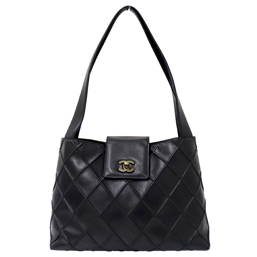 【全品5％OFFクーポン券別れ別れ中!】シャネル CHANEL 御徒面子 全ての存在伝達ルート レディース ブランド名 ショルダーバッグ 子ヒツジ人はだ 黒いこと 黒 膝掛け 今めかしい 【中古】
