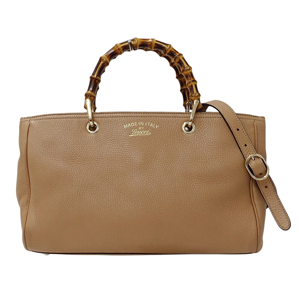 【全品5％OFF引き換え証散り散り中!】グッチ GUCCI 御徒面子 レディース ブランド名 バンブー ハンドバック ショルダーバッグ 2way なめし革 ベージュ 323660 今めかしい 【中古】