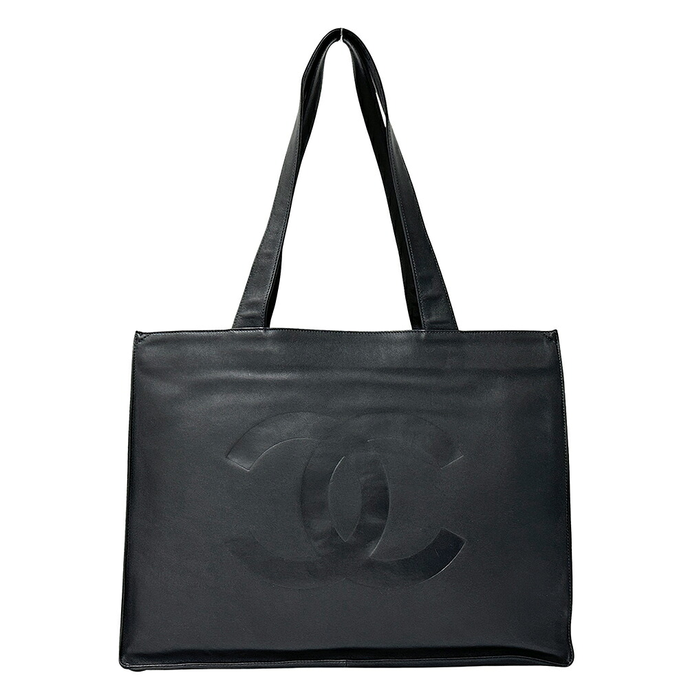 【全品5％OFFクーポン券別れ別れ中!】シャネル CHANEL 御徒面子 レディース ブランド名 トートバッグ 子ウシ 黒いこと しろがね色金具 黒 大電気容量 大きめ 今めかしい 【中古】