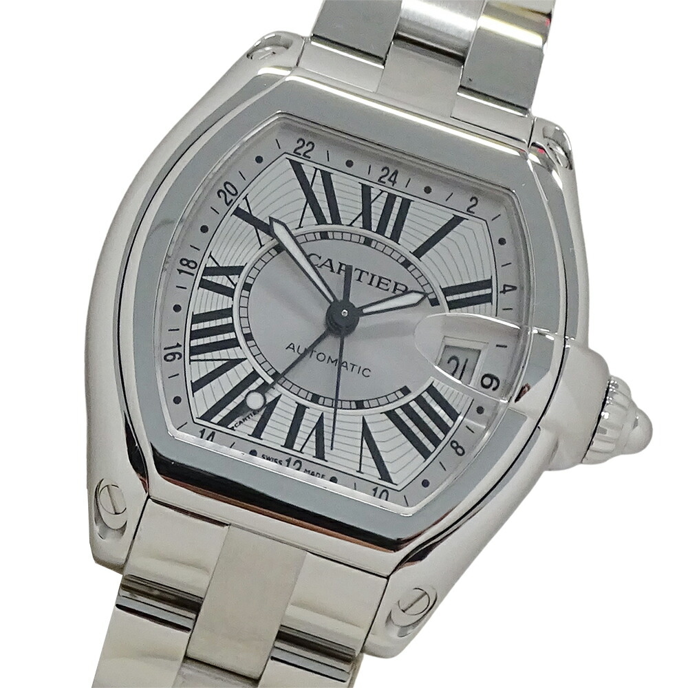 カルティエ Cartier 時辰儀 メンズ ブランド名 読み込むはやりっ児 GMT XL デイト 自動小銃一巻き AT ステンレス鋼 SS W62032X6 しろがね色 磨き済み 【中古】