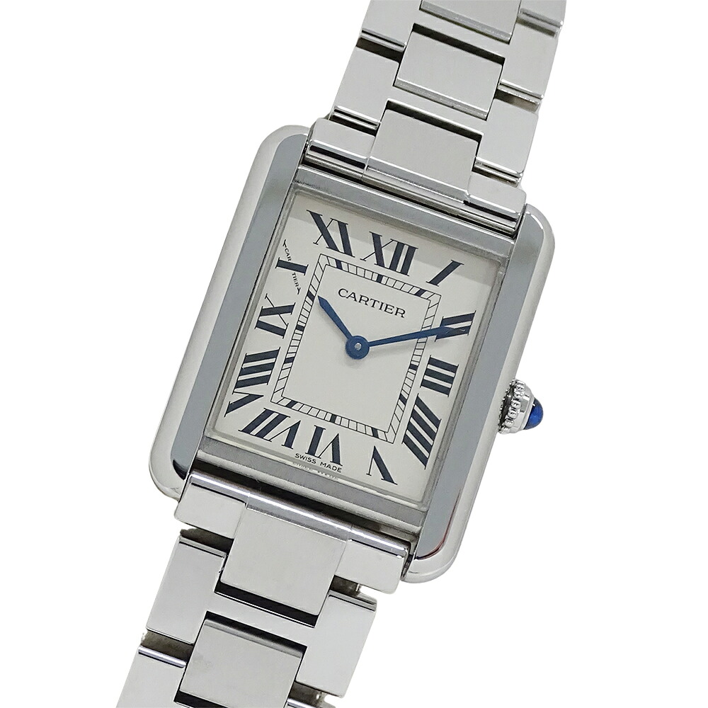 カルティエ Cartier 時辰儀 レディース ブランド名 貯蔵タンクソロ SM 石英 QZ ステンレス鋼 SS W5200013 しろがね色 真四角 磨き済み 【中古】