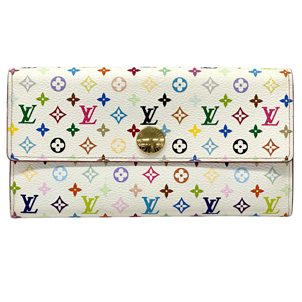 ルイ・ヴィトン LOUIS VUITTON 紙入れ モノグラム マルチ色つや レディース メンズ ブランド名 長紙入れ ポルトフォイユ・サラ 金持ち 白いこと サクラ色 M93744 下げ翼式 窈窕たる 成年者 窈窕たる 今めかしい 【中古】