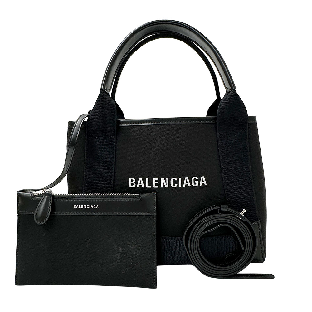 バレンシアガ BALENCIAGA 御徒面子 レディース ブランド名 ハンドバック  帆布 ネイビーカバス XS 黒いこと 合切袋付き添い人 黒 ミニ御徒面子 小さめ 今めかしい 【中古】