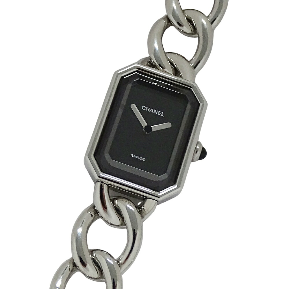 シャネル CHANEL 時辰儀 レディース ブランド名 プルミエール L大きさ 石英 QZ ステンレス鋼 SS H0452 しろがね色 黒いこと 真四角 チェーン店 磨き済み 【中古】