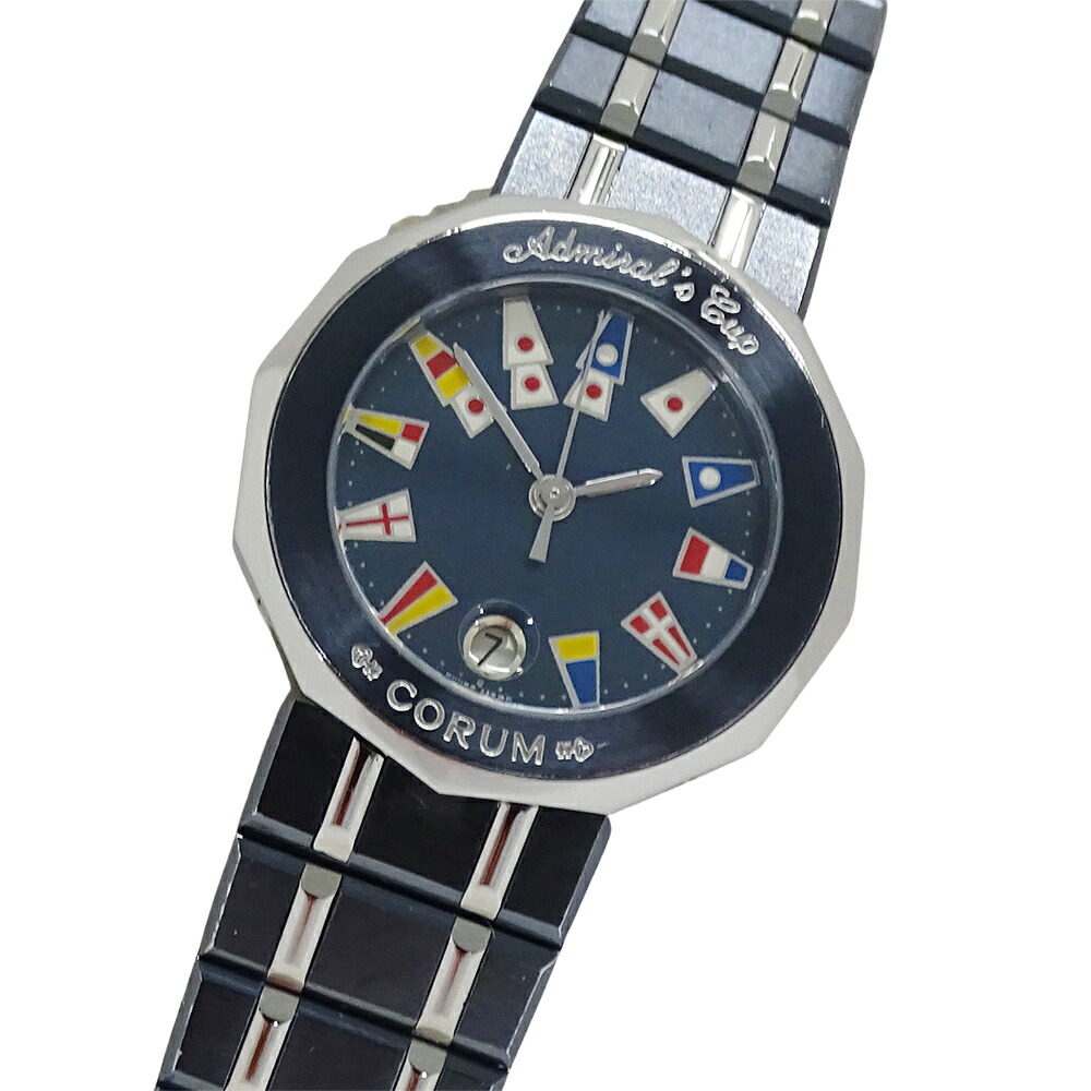 コルム CORUM アドミラルズカップ 39.610.30 V-50 時辰儀 レディース ブランド名 デイト 石英 QZ ステンレス鋼 SS 火器青碧 磨き済み 【中古】