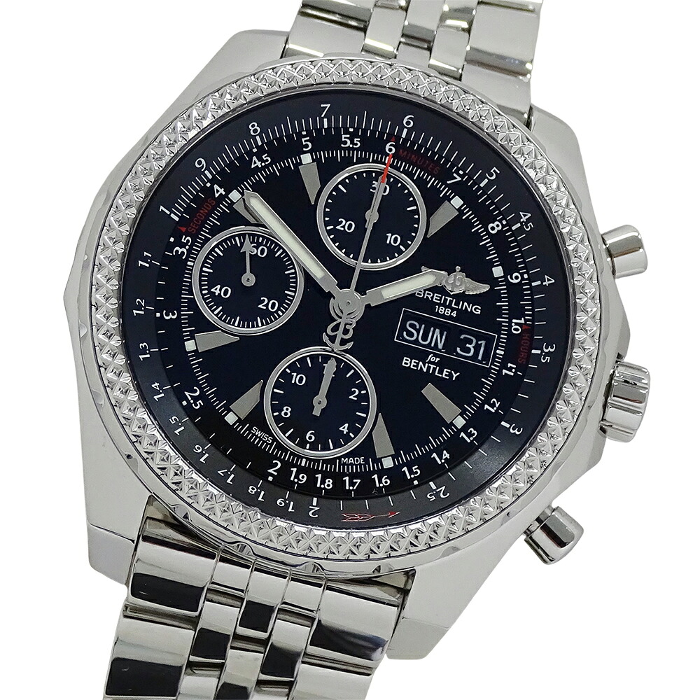 ブライト輪っか BREITLING ベンお盆GT A13362 時辰儀 メンズ ブランド名 クロノグラフ 自動小銃一巻き AT ステンレス鋼 SS しろがね色 黒いこと 磨き済み 【中古】
