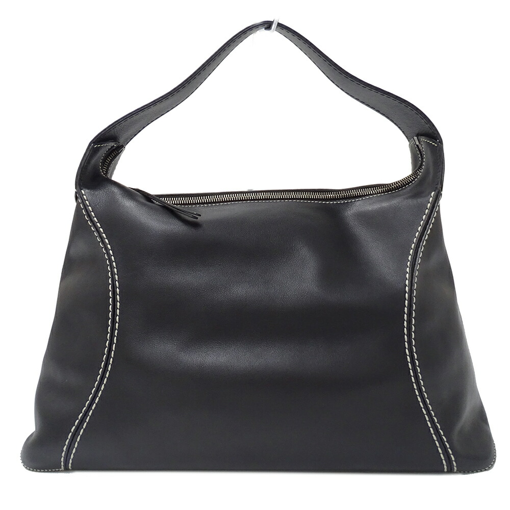 トッズ TOD’S 御徒面子 レディース メンズ ブランド名 ショルダーバッグ 壱肩部 なめし革 黒いこと 黒 手持ち 肩かけ 今めかしい 雅びやか 成年者  【中古】