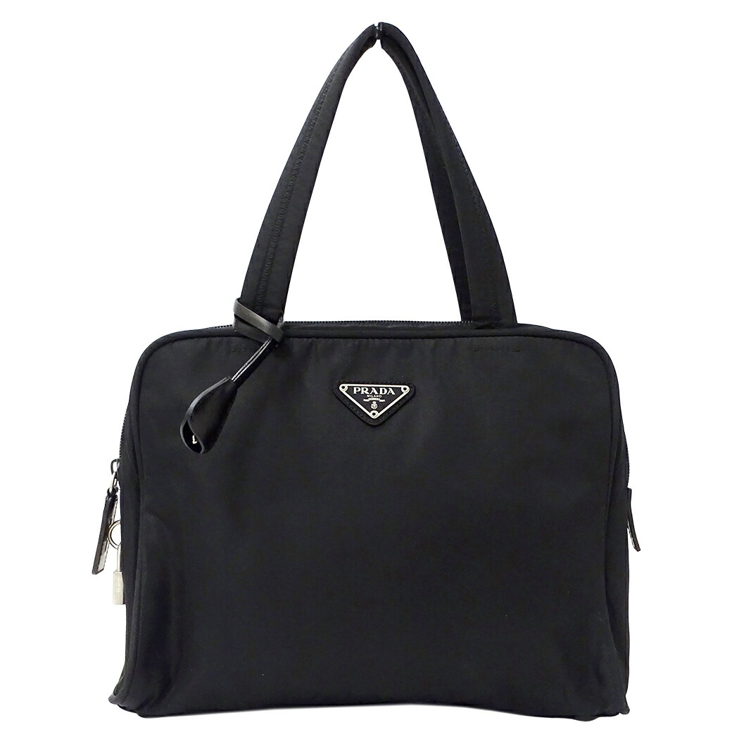【5.5万円以上5000円OFFクーポン！１９日２０時から26日1時59分まで】プラダ PRADA バッグ レディース ブランド ハンドバッグ ナイロン ブラック 黒 ロゴ おしゃれ 【中古】｜ブランドベイ