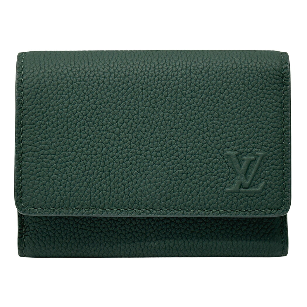 ルイ・ヴィトン LOUIS VUITTON 財布 アエログラム メンズ ブランド 三つ折り財布 ワクシーカーフレザー ヴィクター・ウォレット フォレストグリーン M25958 コンパクトウォレット おしゃれ 無地 シンプル 上品 【中古】｜ブランドベイ