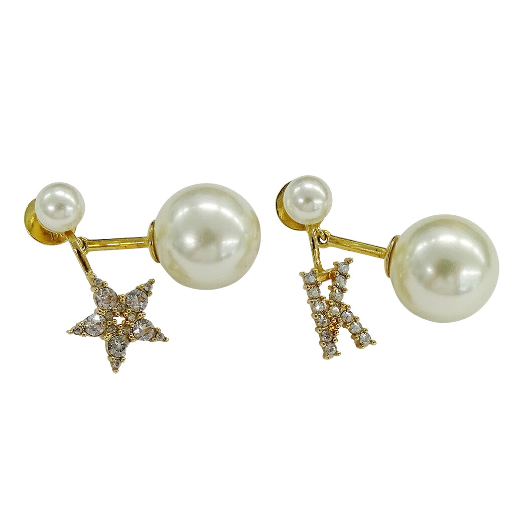 【5.5万円以上5000円OFFクーポン!19日20時から26日1時59分まで】ディオール Dior ピアス レディース ブランド MY ABCDior トライバル イニシャル "K" GP ゴールド ホワイト 両耳用 アクセサリー【中古】|ブランドベイ