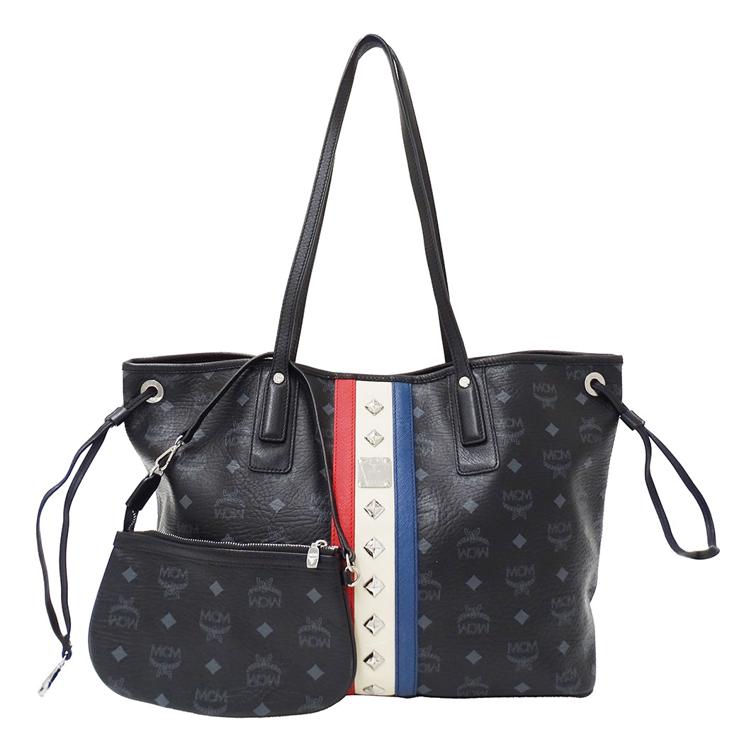 【5.5万円以上5000円OFFクーポン!19日20時から26日1時59分まで】MCM エム・シー・エム バッグ レディース メンズ ブランド トートバッグ ヴィセトス コーティングキャンバス ブラック マルチカラー 手さげ 大きめ 大容量 おしゃれ スタッズ おでかけ 普段使い 【中古】|ブランドベイ