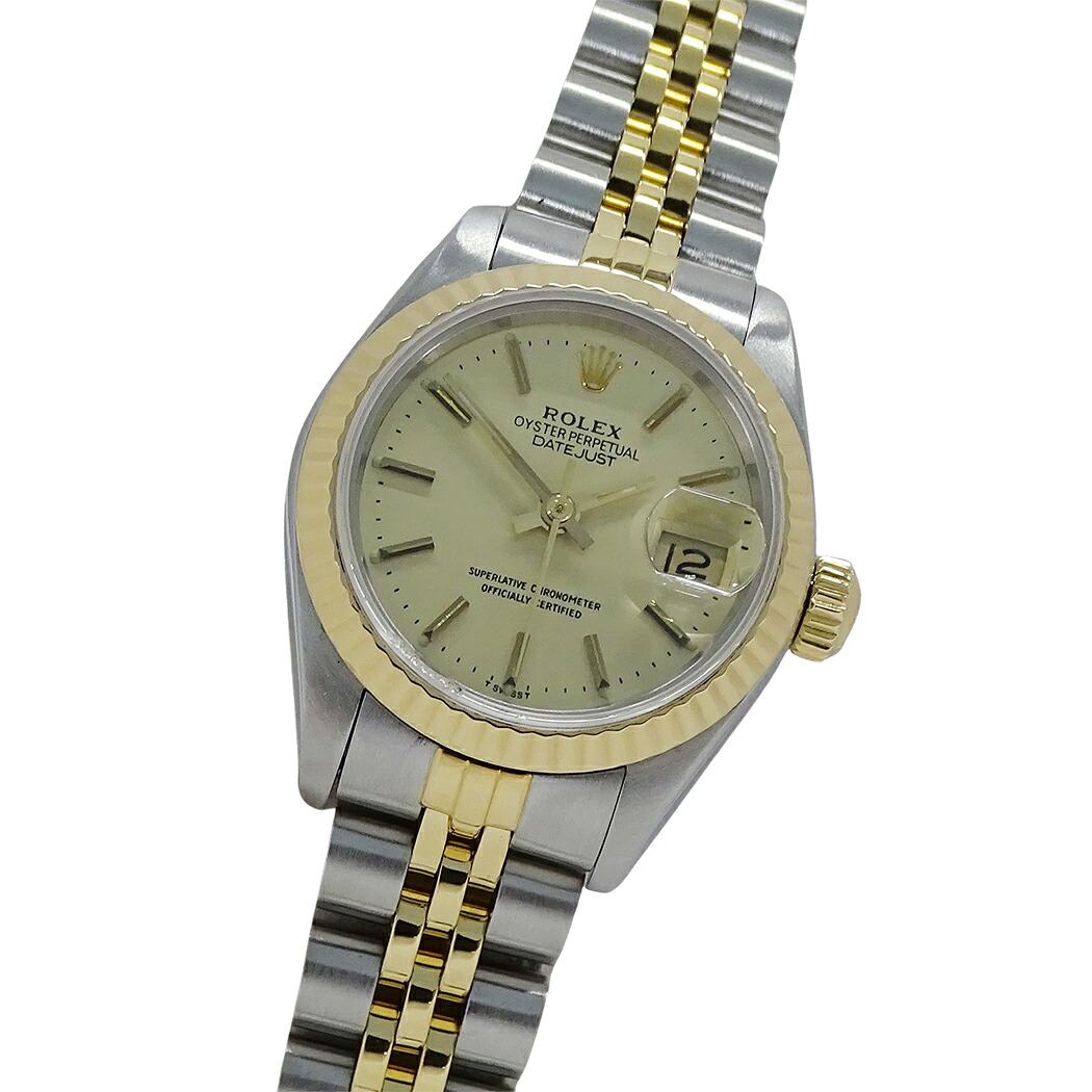 【全品９％OFF！25日14時～23時59分】ロレックス ROLEX デイトジャスト 69173 L番 時計 レディース ブランド 自動巻き AT ステンレス SS ゴールド YG コンビ 磨き済み 【中古】｜ブランドベイ