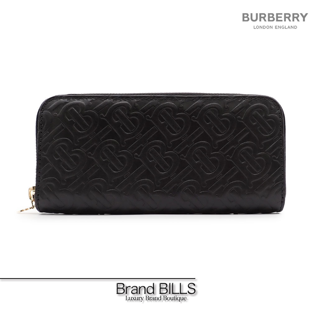BURBERRYバーバリーTBモノグラムエンボス型押しラウンドファスナー長財布 BURBERRYバーバリーTBモノグラムエンボス型押しラウンド