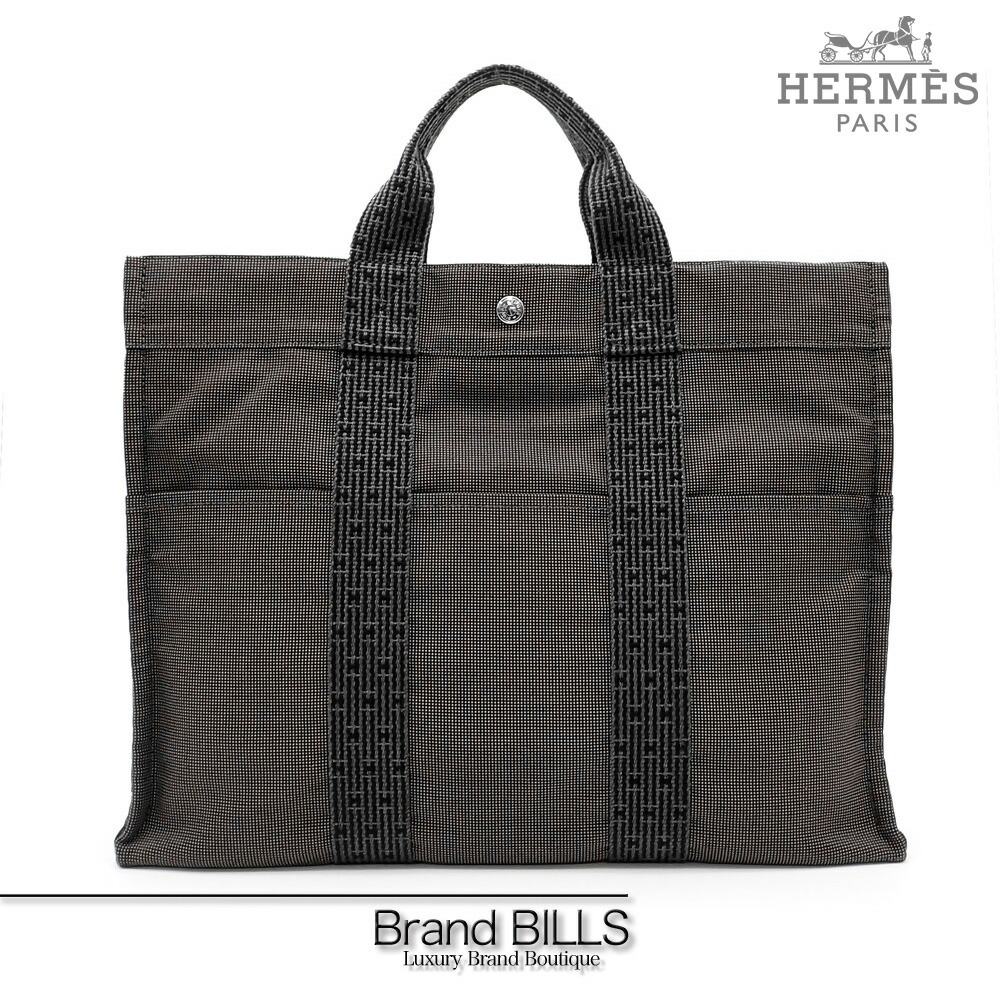 HERMES エルメス エールライン MM トートバッグ グレー系 HERMES エルメス エールライン MM キャンバス トートバッグ