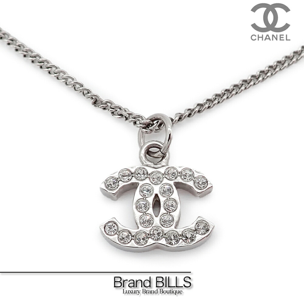 未使用品 CHANEL シャネル ココマーク ネックレス レディース メタル ラインストーン シルバー カニカン ペンダント アクセサリー 09A 送料無料 【中古】