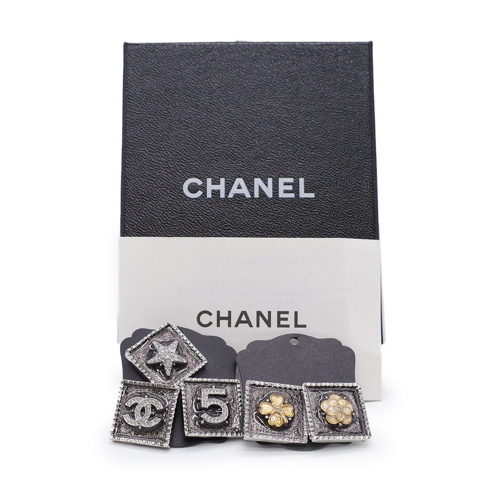 新品 CHANEL シャネル スター シルバー系 カメリア ブローチ 5つセット