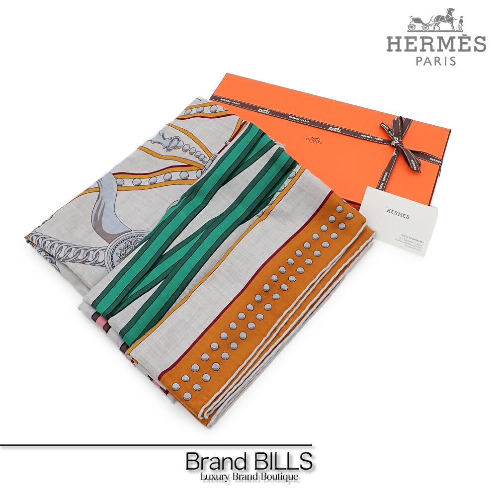 楽天市場】【超美品】 エルメス ショール レクタングル エシェック オ