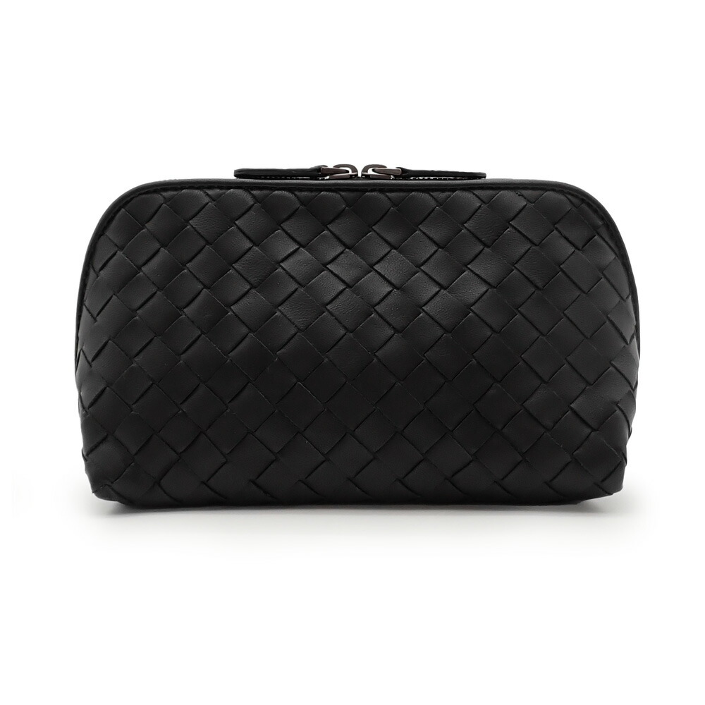 未使用品 BOTTEGA VENETA ボッテガヴェネタ イントレチャート ポーチ 132534 小物入れ ラムスキン ブラック ユニセックス 【中古】