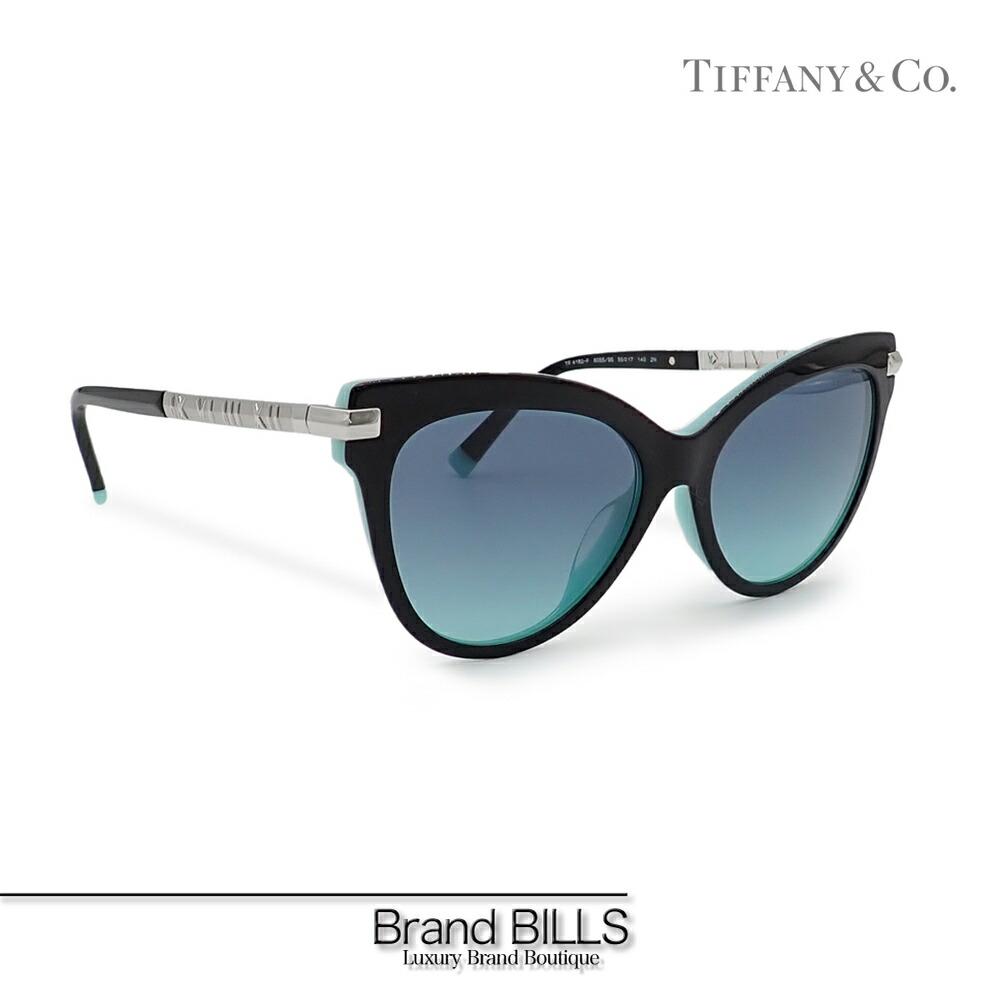 未当て嵌める品 Tiffany \u0026 Co ティファニー 黒眼鏡 アイウェア キャットアイ 盛りだくさんリム 青色 グラデーション TF4182F 貨物輸送無料 【中古】