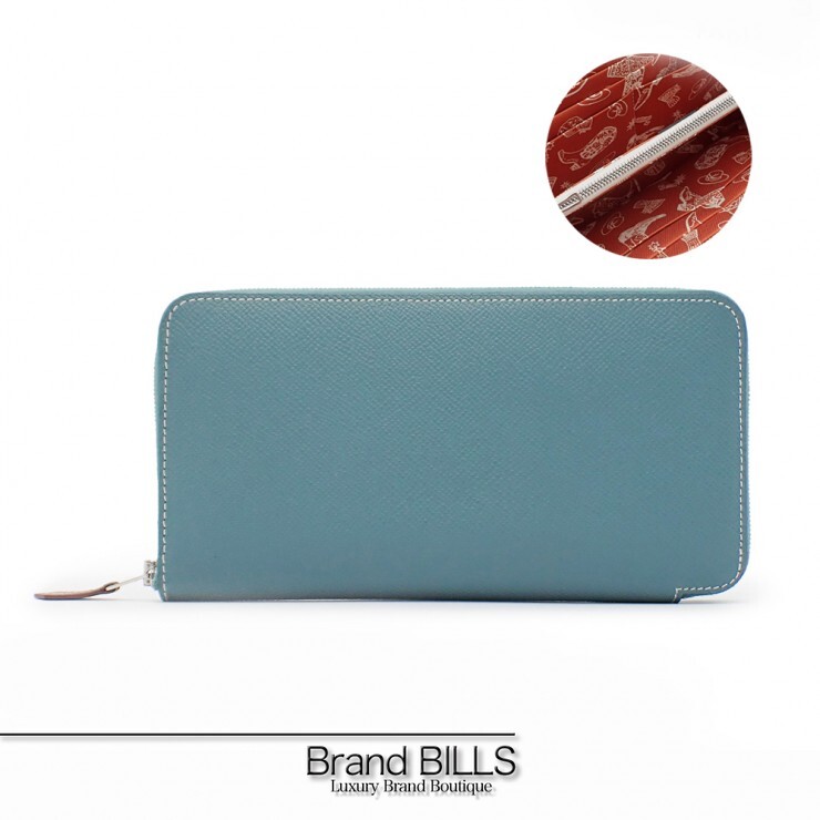 未使用品 HERMES エルメス アザップロング シルクイン 長財布 ラウンドファスナー エプソン シルク ブルージーン B刻印 レディース 【中古】｜ブランドビルズ　Brand BILLS