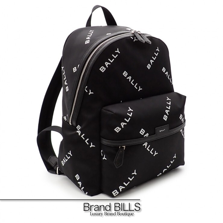 未使用品 BALLY バリー バックパック リュック CODE BACKPCK MAK02W ロゴプリント ナイロン レザー ブラック ユニセックス 【中古】