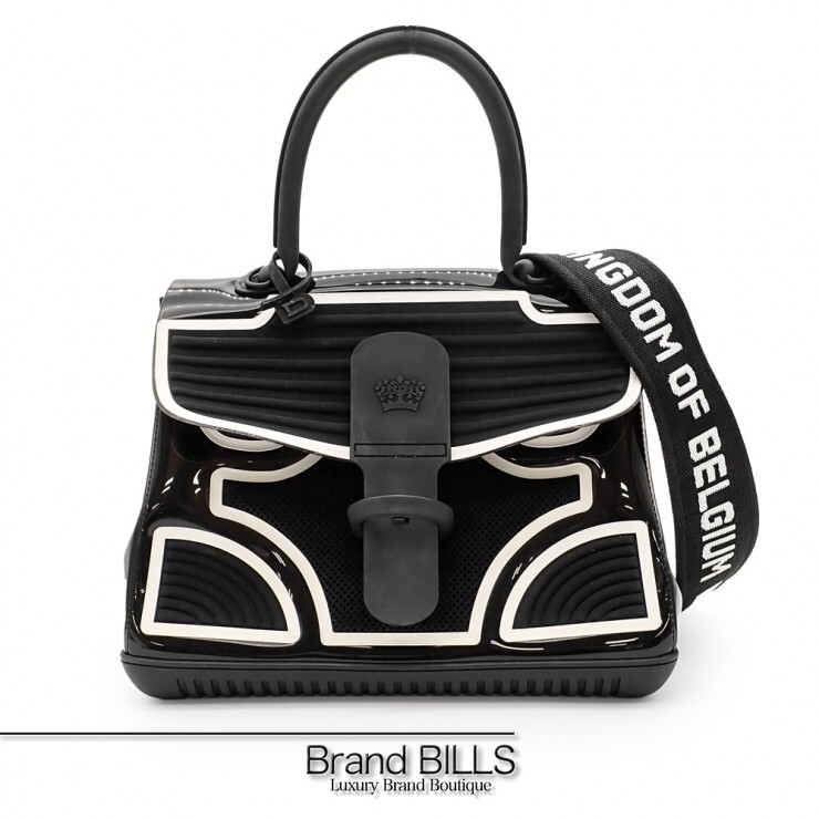 DELVAUX デルヴォー ブリヨンMM はやりっ子２way御徒面子 ハンドバック AA0405AZY99ZMN PVC 天然ゴム 黒いこと レディース【中古】