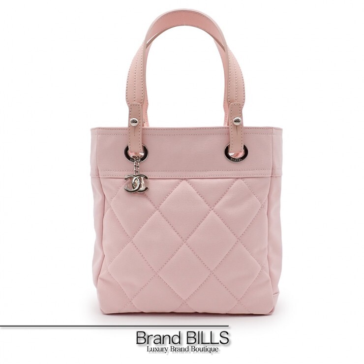 未使用品 CHANEL シャネル パリビアリッツ トートPM トートバッグ A34208 キャンバス レザー ピンク レディース 12番台 【中古】