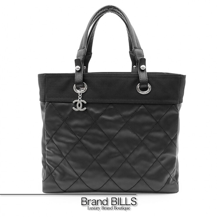 未使用品 CHANEL シャネル パリビアリッツ トートMM トートバッグ ココマーク A34209 コーティングキャンバス ブラック レディース 【中古】