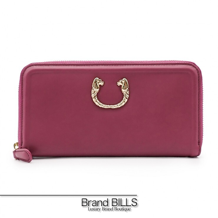 未当てはめる品 BVLGARI ブル小峡谷 レオーニ ラウンドジッパー 長紙入れ ロングウォレット 35247 子ウシ パープル レディース 【中古】
