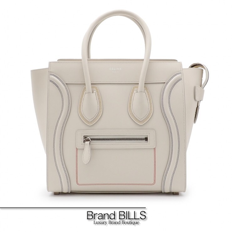 未当て嵌める品 CELINE セリーヌ ラゲージ マイクロショッパー ハンドバック 177913ADG なめし革 象牙色 マルチ色合い レディース 【中古】