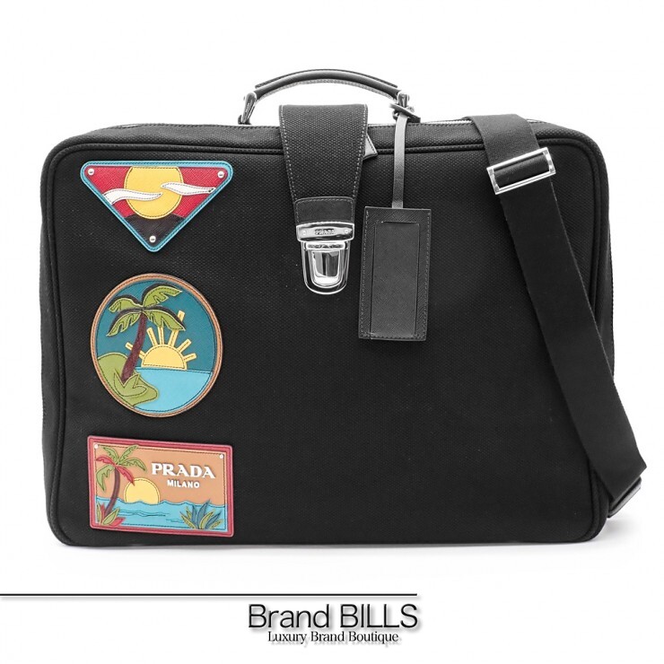 未当て嵌める品 PRADA プラダ カナパ ぺサンテ ブート 旅する御徒面子 VV036N 帆布 なめし革 NERO ユニ一発やる 【中古】
