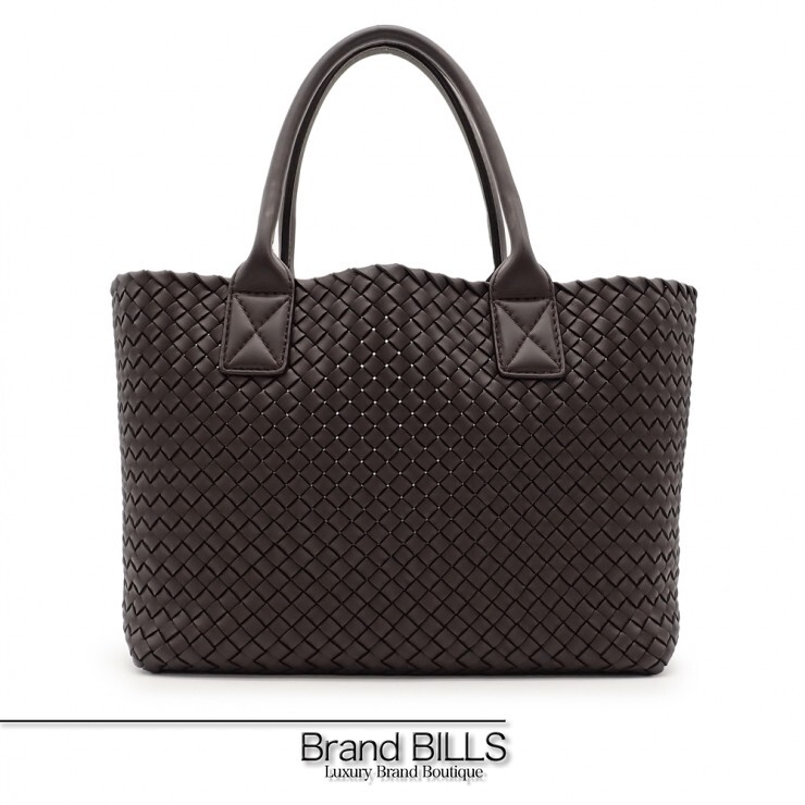 未当て嵌める品 BOTTEGA VENETA ボッテガ ヴェネタ イントレチャート 河馬PM トートバッグ 141498 なめし革 うす暗い赤銅色 しろがね色金具 ユニ一発やる 【中古】