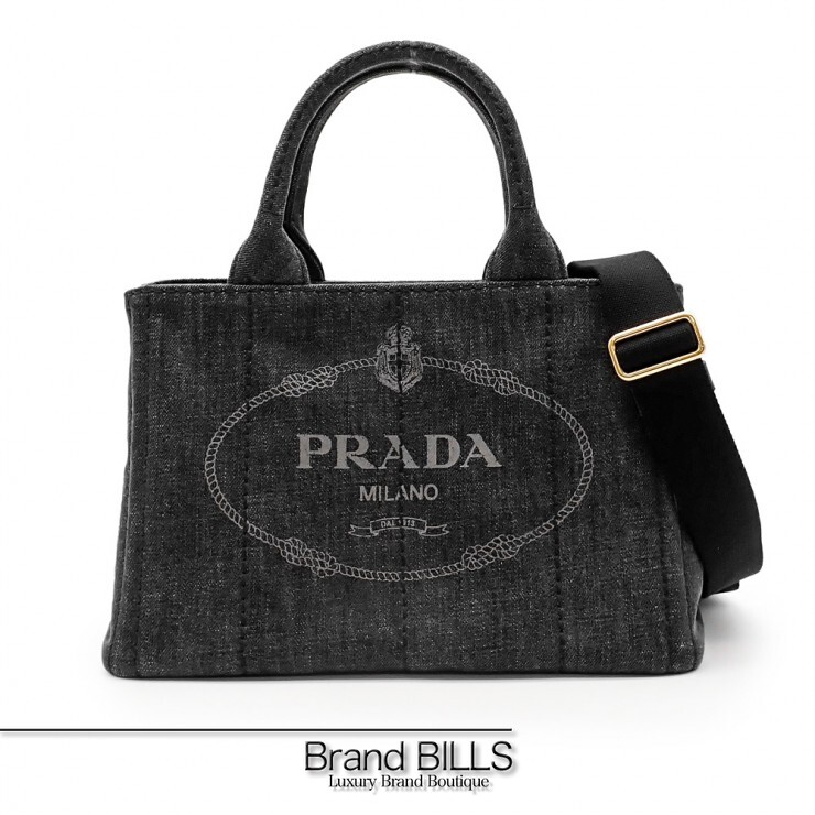 未当て嵌める品 PRADA プラダ カナパ 2way御徒面子 ハンドバック ショルダーバッグ B2439G ジーンズ 黒いこと レディース 【中古】
