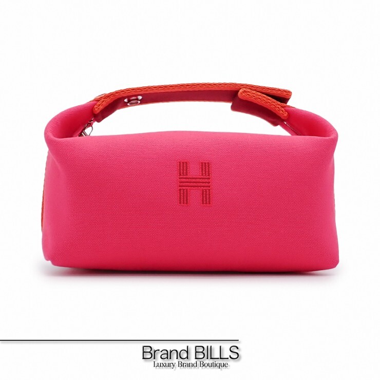 未当て嵌める品 HERMES エルメス ブリッド・ア・ブラックPM 合切袋 ハンドバック H104222M 綿織物帆布 Hロゴタイプ ハイビスカス さくら色 レディース 【中古】