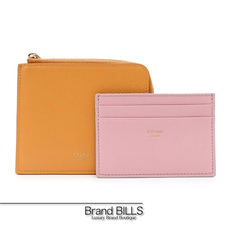 美品 CELINE セリーヌ ジップ付き添い人銭入れ コインケース 歌留多入れもの 10D883CIW 子ウシ 子ヒツジ素はだ オレンジ色 レディース 【中古】
