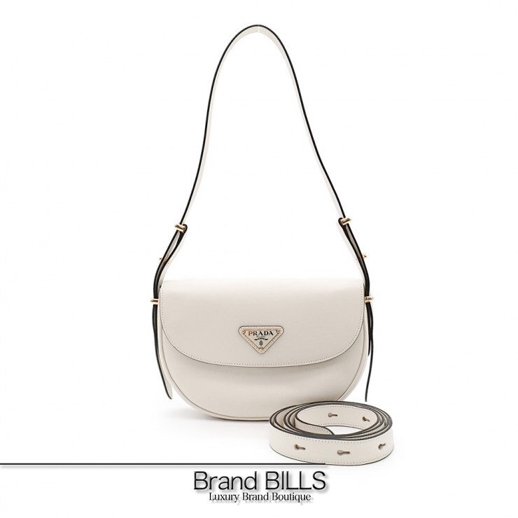 未当て嵌める品 PRADA プラダ アーケ なめし革 ショルダーバッグ 壱ショルダーバッグ 2way御徒面子 1BD365 ホンブルグ帽なめし革 BIANCO レディース 【中古】