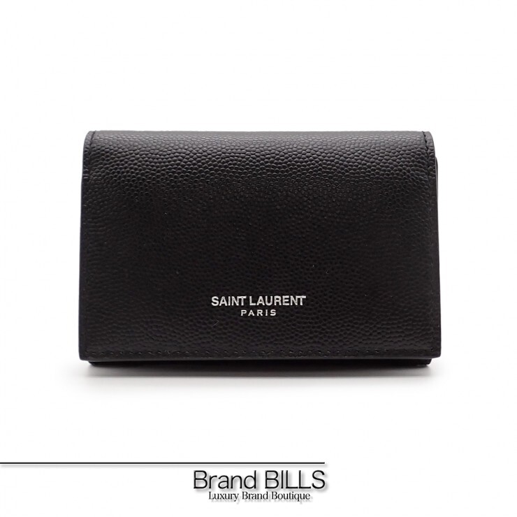 未当て嵌める品 SAINT LAURENTサンローラン 6連 足懸かり入れもの 485634 なめし革 黒いこと しろがね色金具 ユニ一発やる 【中古】