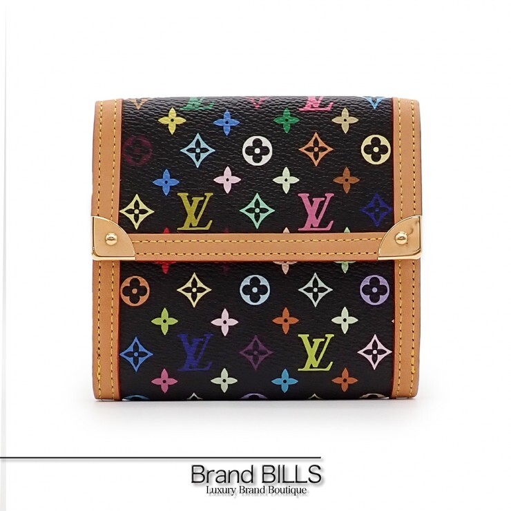未当て嵌める品 LOUIS VUITTON ルイ ヴィトン ポルトモネ・ビエ・カルトクレディ 折り札入れ M92984 W引っ掛かり モノグラム・マルチ色合い 黒いこと レディース 【中古】