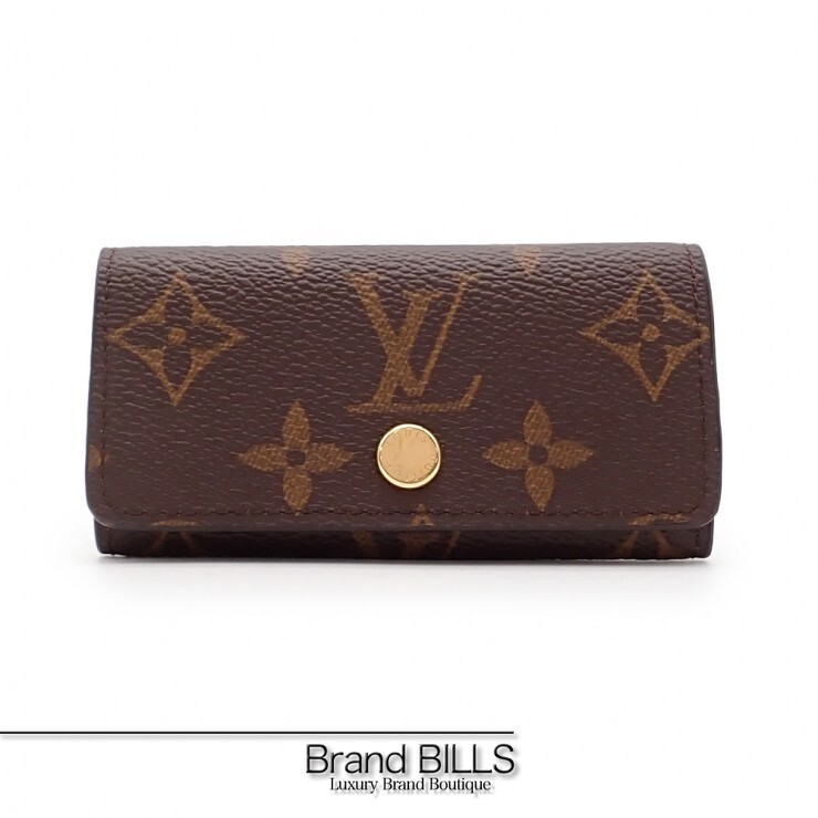 未当て嵌める品 LOUIS VUITTON ルイ ヴィトン ミュルティクレ4 4連 手当たり容れもの M69517 モノグラム 赤銅色 ゴールド金具 ユニ一発やる 【中古】