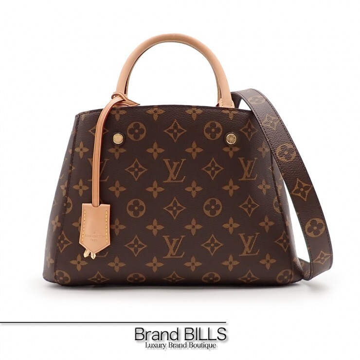 未当て嵌める品 LOUIS VUITTON ルイ ヴィトン モンテーニュBB ハンドバック ショルダーバッグ 2way M41055 モノグラム ヌメ革 赤銅色 レディース 【中古】