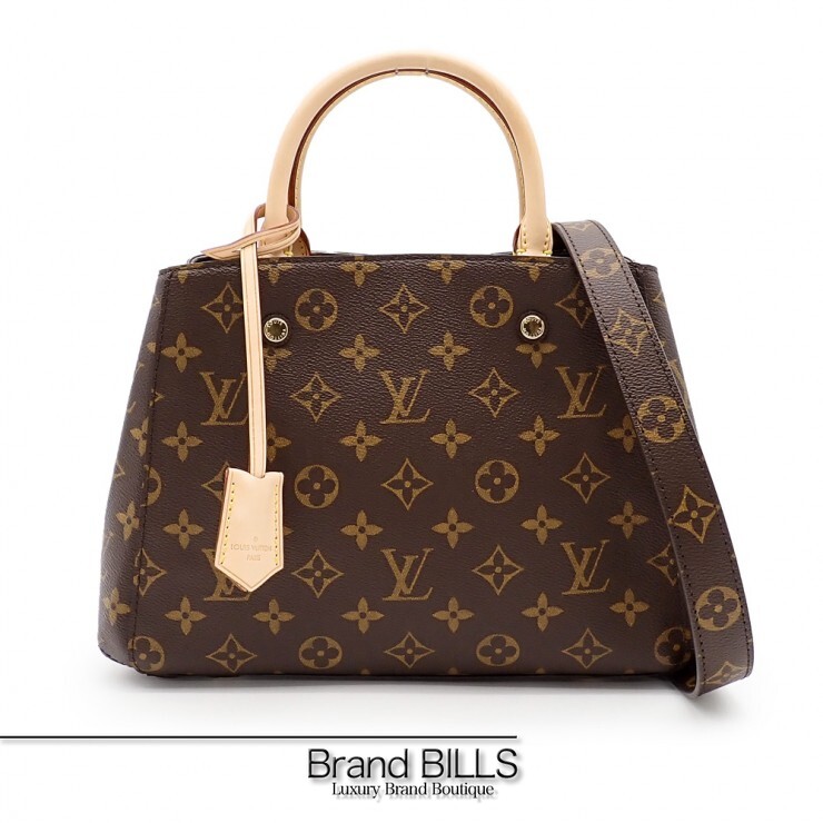 未当て嵌める品 LOUIS VUITTON ルイ・ヴィトン モンテーニュBB ハンドバック M41055 モノグラム帆布 ヌメ革 赤銅色 レディース 【中古】