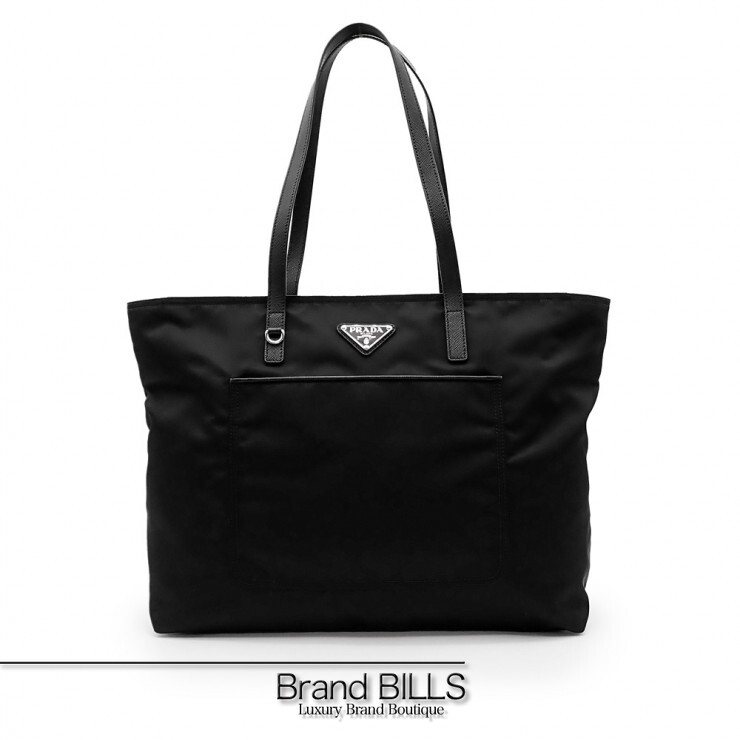 未当て嵌める品 PRADA プラダ トートバッグ ３角形ロゴタイプ 1BG052 ナイロン サフィアーノ 黒いこと レディース 【中古】