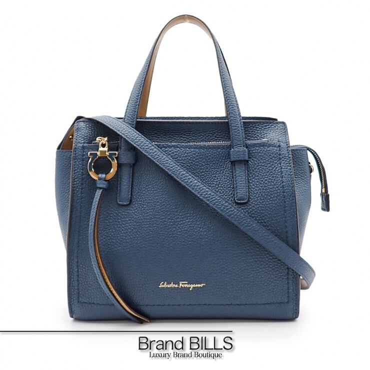 未当て嵌める品 Salvatore Ferragamo サルヴァトーレフェラガモ AMY エイミー ハンドバック 21F478 なめし革 青碧系 レディース 【中古】